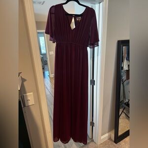 Show Me Your MuMu Red Maxi Gown with Flutter Sleeves